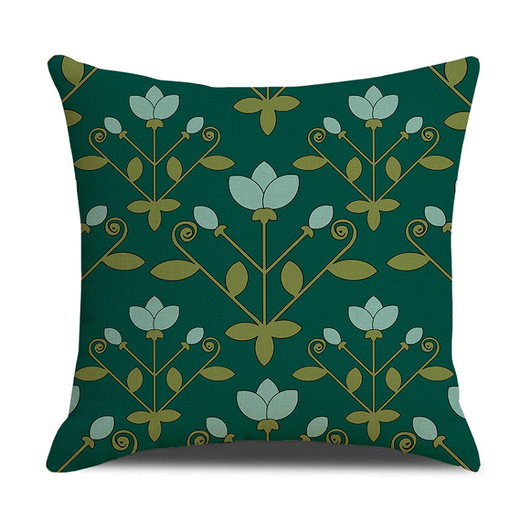 2021 New SPING spring series green floral flax pillowcase digital printed cushion pillow cover